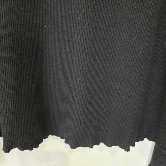 Elan Solid Black Ribbed Knit Goth Fairygoth Top Tiered Bell Sleeves Size L - Picture 3 of 11